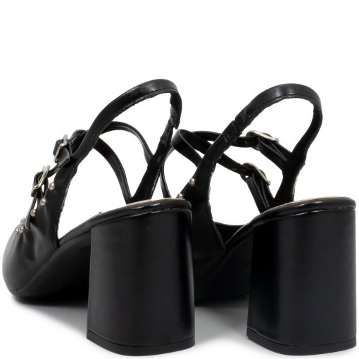 Scarpin Feminino Slingback Tachas Salto Bloco Via Uno 898001