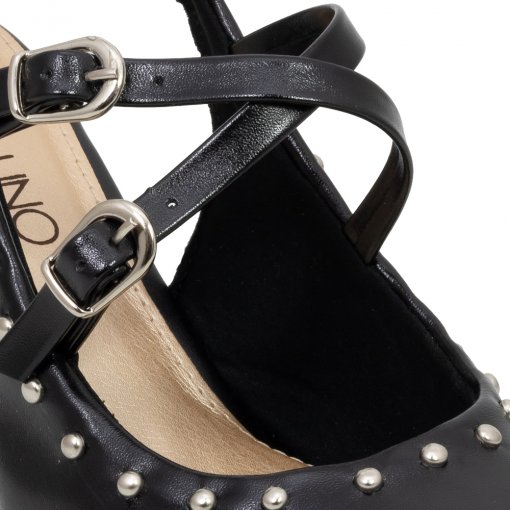 Scarpin Feminino Slingback Tachas Salto Bloco Via Uno 898001