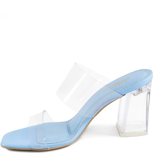 Sandália Prata Tiras Vinil Salto Cristal | Tendência 2021