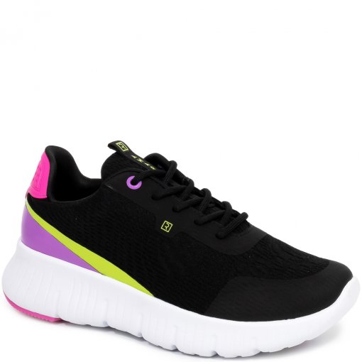 Tênis Feminino FlyEasy Tecido Ramarim 2371202 - Preto/Roxo