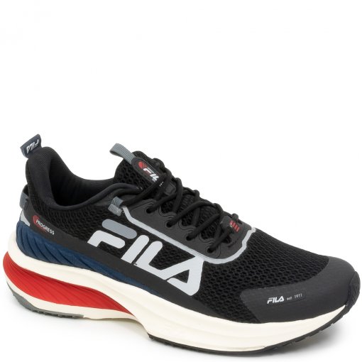 Tênis Masculino Progress Fila F01r00080 Preto/Vermelho Sapato Show