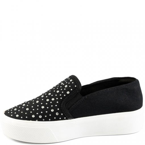 Tênis Slip On Feminino Strass Flatform Via Uno 413031 - Preto | Sapato Show