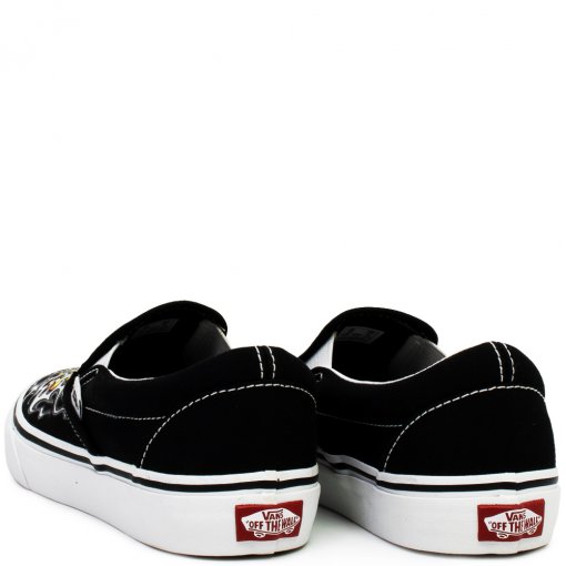Tênis Slip On Flame Skull Vans Vn0009q7bmx Preto/Caveira