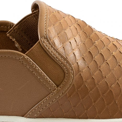 Tênis Slip On Iate Feminino Snake Skin Sapato Show 19707 Camel