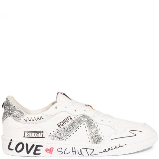 Tênis ST Line Couro Love Schutz S218530021 - Branco/Prata | Sapato