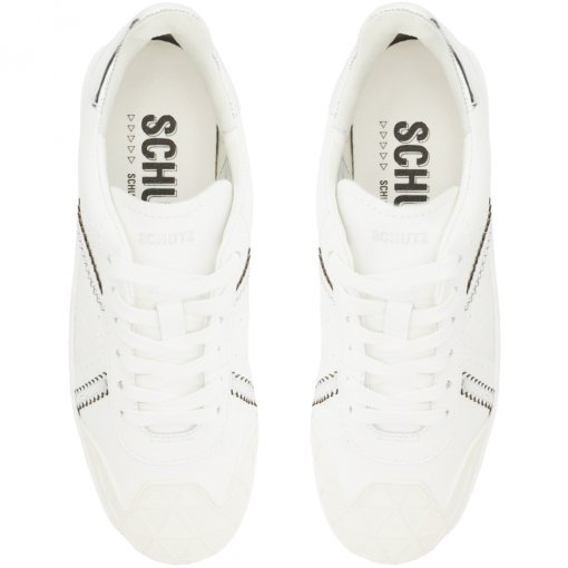 Tênis Vintage Couro Listras Schutz S202260154 - Branco/Prata