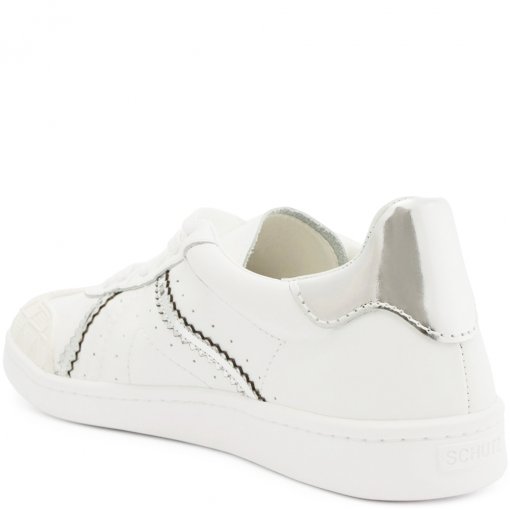 Tênis Vintage Couro Listras Schutz S202260154 - Branco/Prata