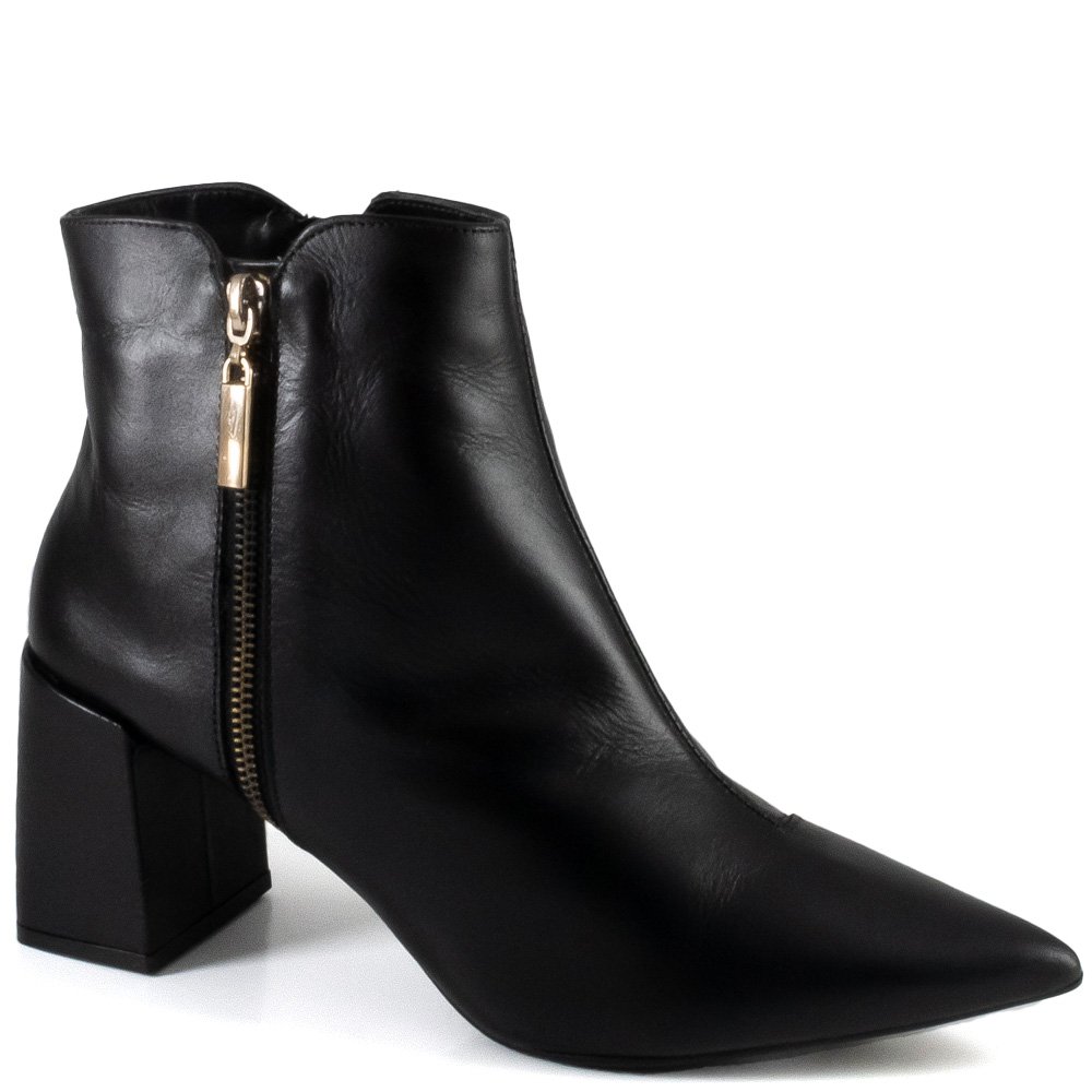 Bota Feminina Salto Bloco Bico Fino My Shoes L852700003 - Preto Fosco