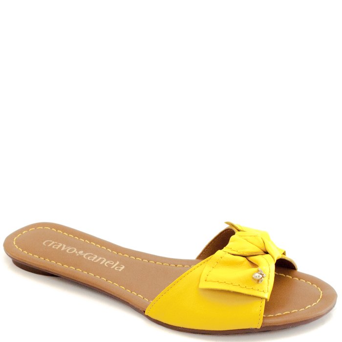 Rasteira Laço Cravo e Canela 88038k - Amarelo | Sapato Show