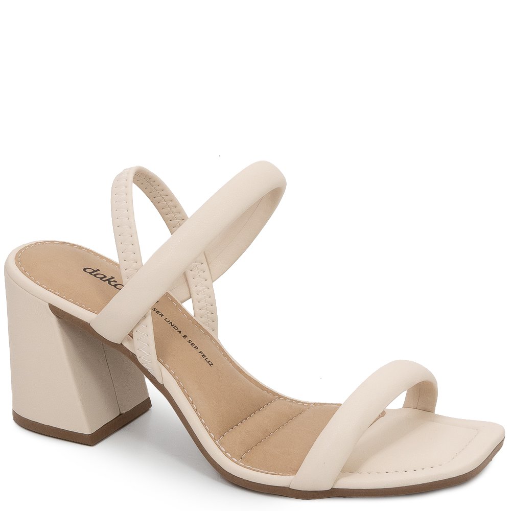 Sandália Feminina Salto Bloco Dakota Y6902 - Creme | Sapato Show