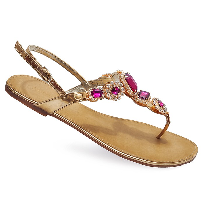 Sandália Rasteira Naturali Com Pedras 622003 - Pink | Sapato Show
