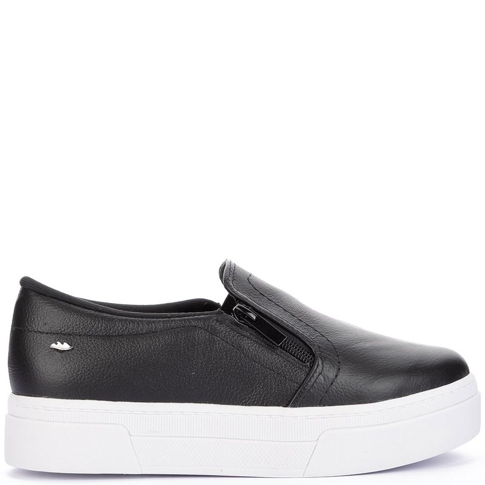 Slip On Feminino Flatform em Couro com Zíper Dakota G9001 - Preto ...