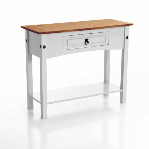 Aparador 1 gaveta Corona laqueado - Original Seconique* - Madeira e MDF - Cor madeira natural e branco