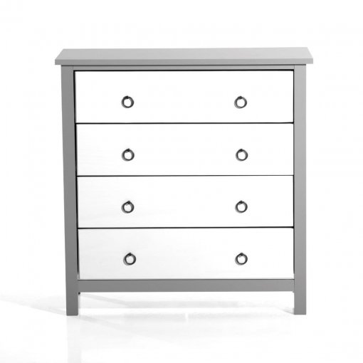 Cômoda 4 gavetas Vermont – Seconique- Madeira- cor Cinza e Branco laqueado