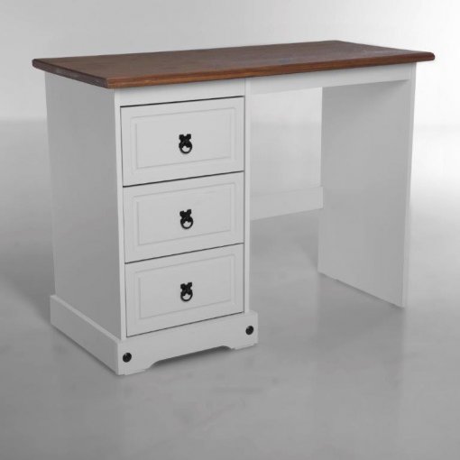 Escrivaninha Corona Laqueado - Original Seconique* - Madeira e MDF - Cor branco e madeira natural