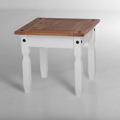 Mesa de centro/ canto Corona laqueado - Original Seconique* - Madeira e MDF - cor branco e madeira natural