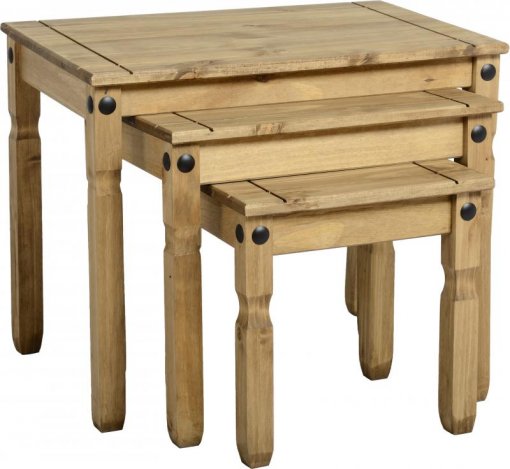 Conjunto de mesas auxiliares Corona Original* - Seconique - Madeira - Cor natural