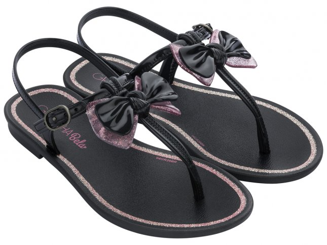 sandalia grendha preta