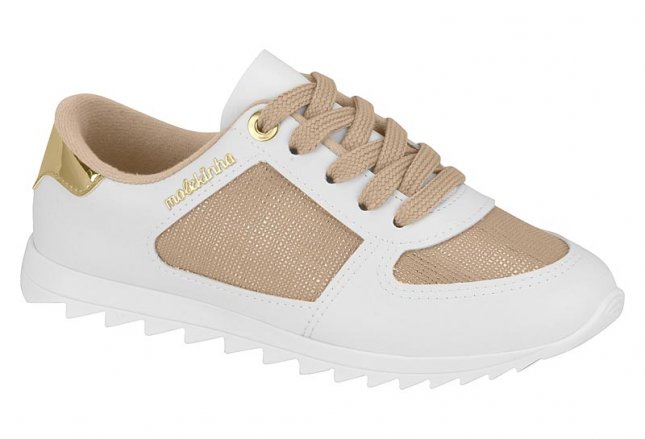 Tenis molekinha branco com 2024 dourado