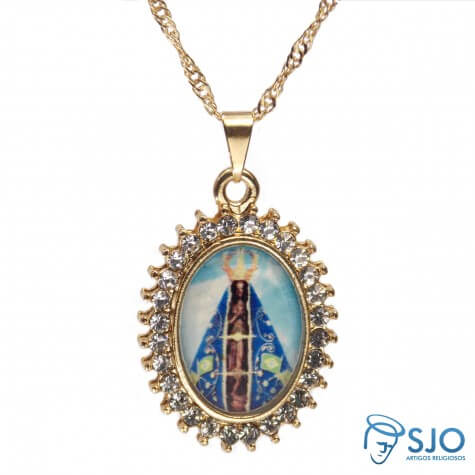 Colar Nossa Senhora Aparecida com Foto Folheado
