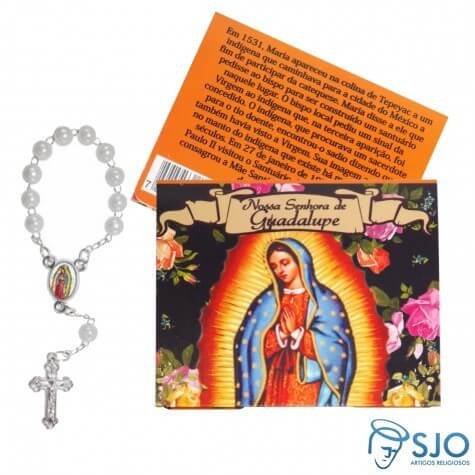 100 Cartões com Mini Terço de Nossa Senhora de Guadalupe