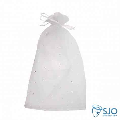 Saquinho de Organza 20 x 35 Branco com Glitter