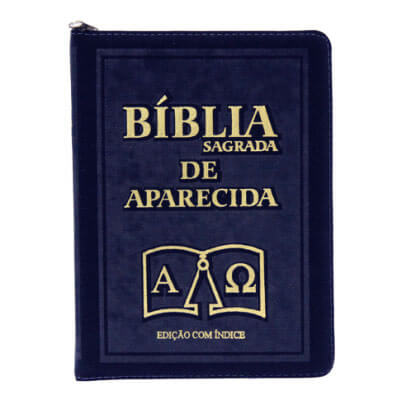 Bblia Sagrada de Aparecida com Capa de Ziper Azul