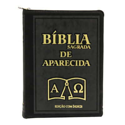 Bíblia Sagrada de Bolso Aparecida com Capa de Ziper na cor Preta