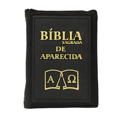 Bíblia Sagrada de Aparecida com Capa de Ziper Simples na cor Preta
