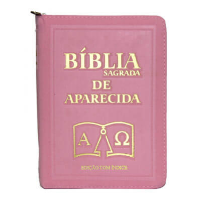 Bblia Sagrada de Aparecida com Capa de Ziper Rosa