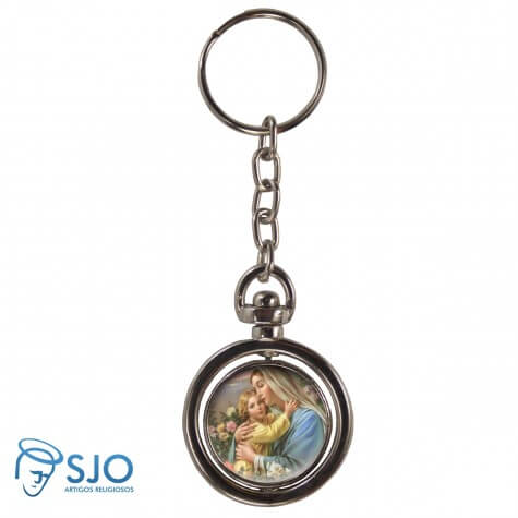 Chaveiro Redondo Giratório - Nossa Senhora do Bom Parto