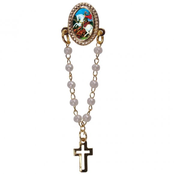 Botton com Mini Terço São Jorge (vendas por dúzia)