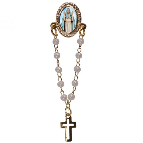 Botton com Mini Terço Nossa Senhora do Equilíbrio