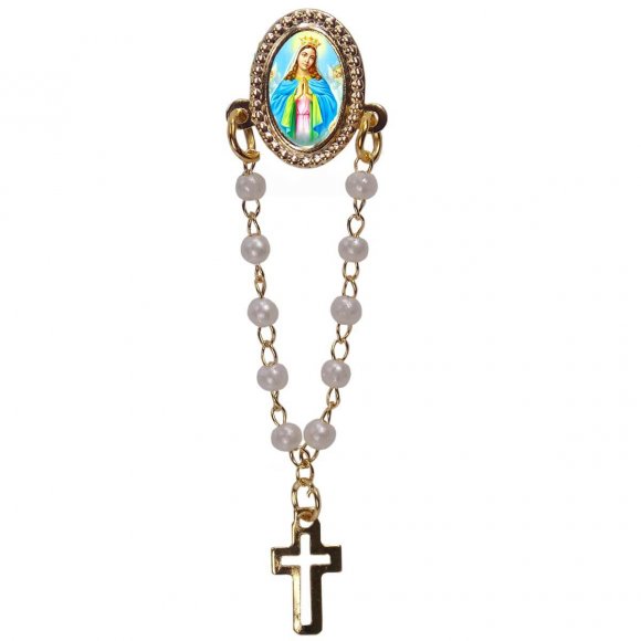 Botton com Mini Terço Nossa Senhora da Guia