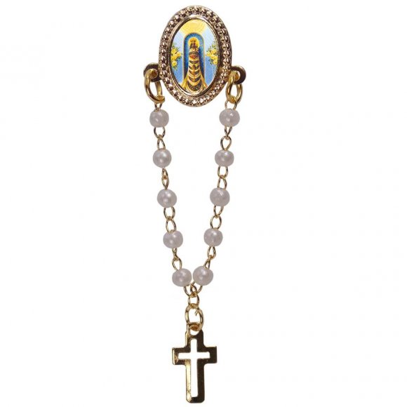 Botton com mini terço Nossa Senhora do Loreto