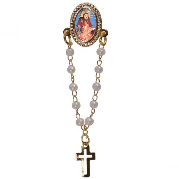 Botton com mini terço São Francisco Xavier