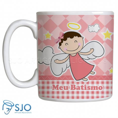 Caneca Batismo com Oração - Menina Mod. 2