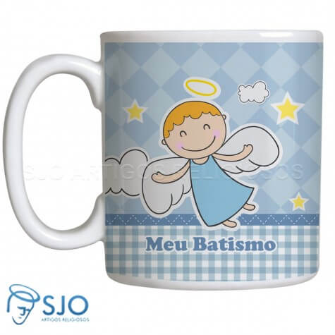 Caneca Batismo com Oração - Menino Mod. 2