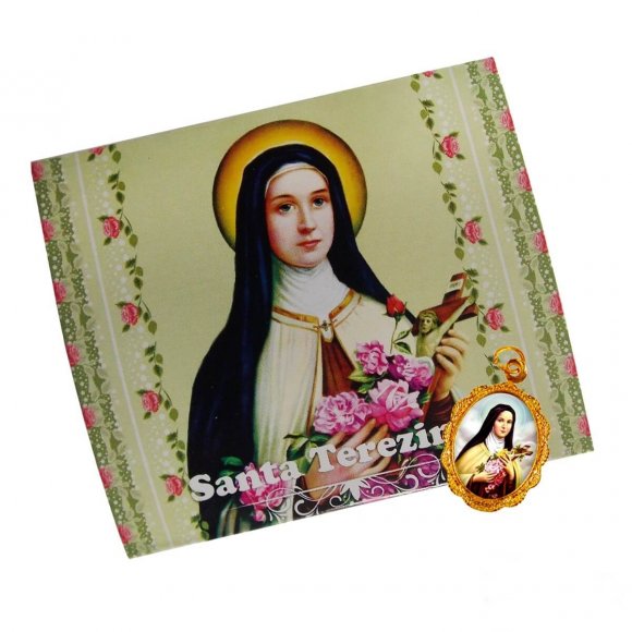 Cartão com Medalha de Santa Terezinha
