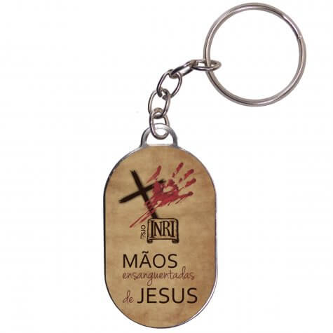 Chaveiro Chapinha Mãos Ensanguentadas de Jesus