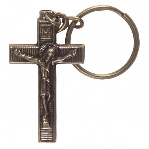 Chaveiro Crucifixo de Bronze