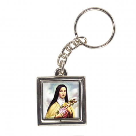 Chaveiro Quadrado Giratório de Santa Teresinha