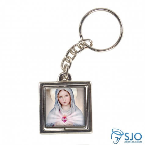 Chaveiro Quadrado Giratório de Nossa Senhora da Chama do Amor