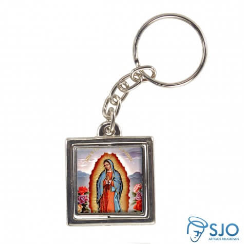 Chaveiro Quadrado Giratório de Nossa Senhora de Guadalupe