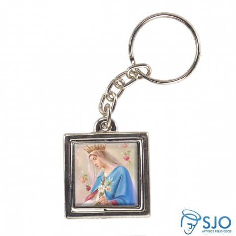 Chaveiro Quadrado Giratório de Nossa Senhora do Rosário - Modelo 2