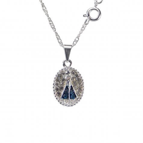 Colar Nossa Senhora Aparecida com Strass Folheado - Mod. 8