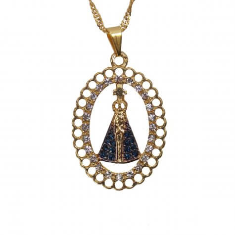 Colar Nossa Senhora Aparecida com Strass