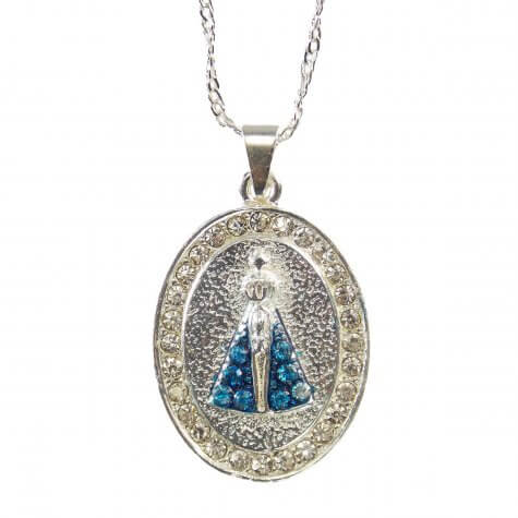 Colar Oval Nossa Senhora Aparecida Folheado