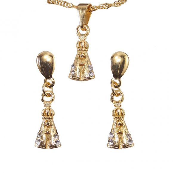 Conjunto de Brinco e Colar Nossa Senhora Aparecida Folheado