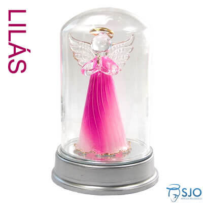 Anjo com Luz Lils na Redoma - 13 cm